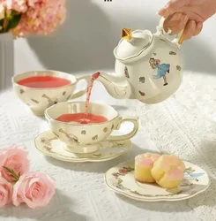 Alice Ceramic Teapot and Cup Set Perfect Birthday Gift for Tea Lovers Cartoon princess heart Alice in Wonderland Teapot Mug set