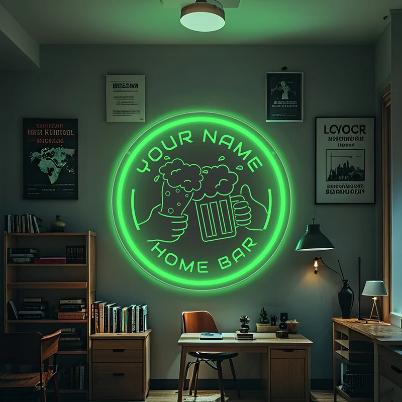 Custom LED Neon Sign with Cheers Logo - Personalized Round Decorative Light, Bright Wall-Mounted Sign for Bars, Pubs view 3