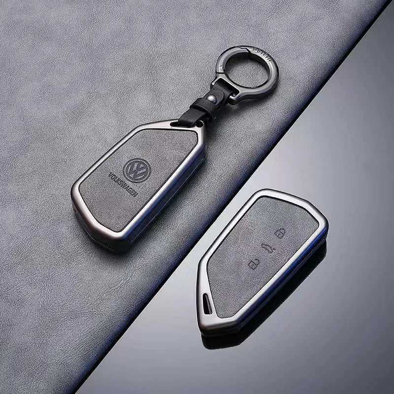 حافظة مفاتيح السيارة المصنوعة من الجلد المصنوع من خليط معدني غطاء كامل لسيارة VW Volkswagen ID.3 ID.4 Golf 8 2022 2023 MK8 ملحقات سلسلة مفاتيح بدون مفتاح للسيارات #6