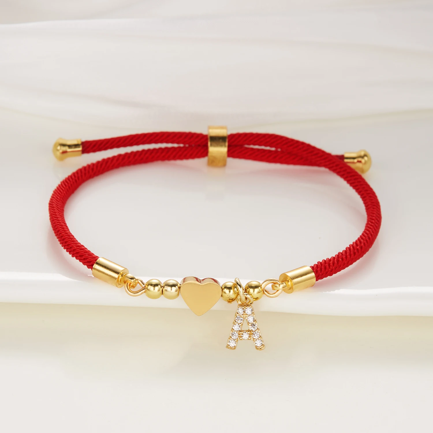 

Stainless Steel Heart A-Z Initial Name Bracelet for Woman Men Fashion Handmade Red Rope Letter Bracelet Romantic Couple Jewelry