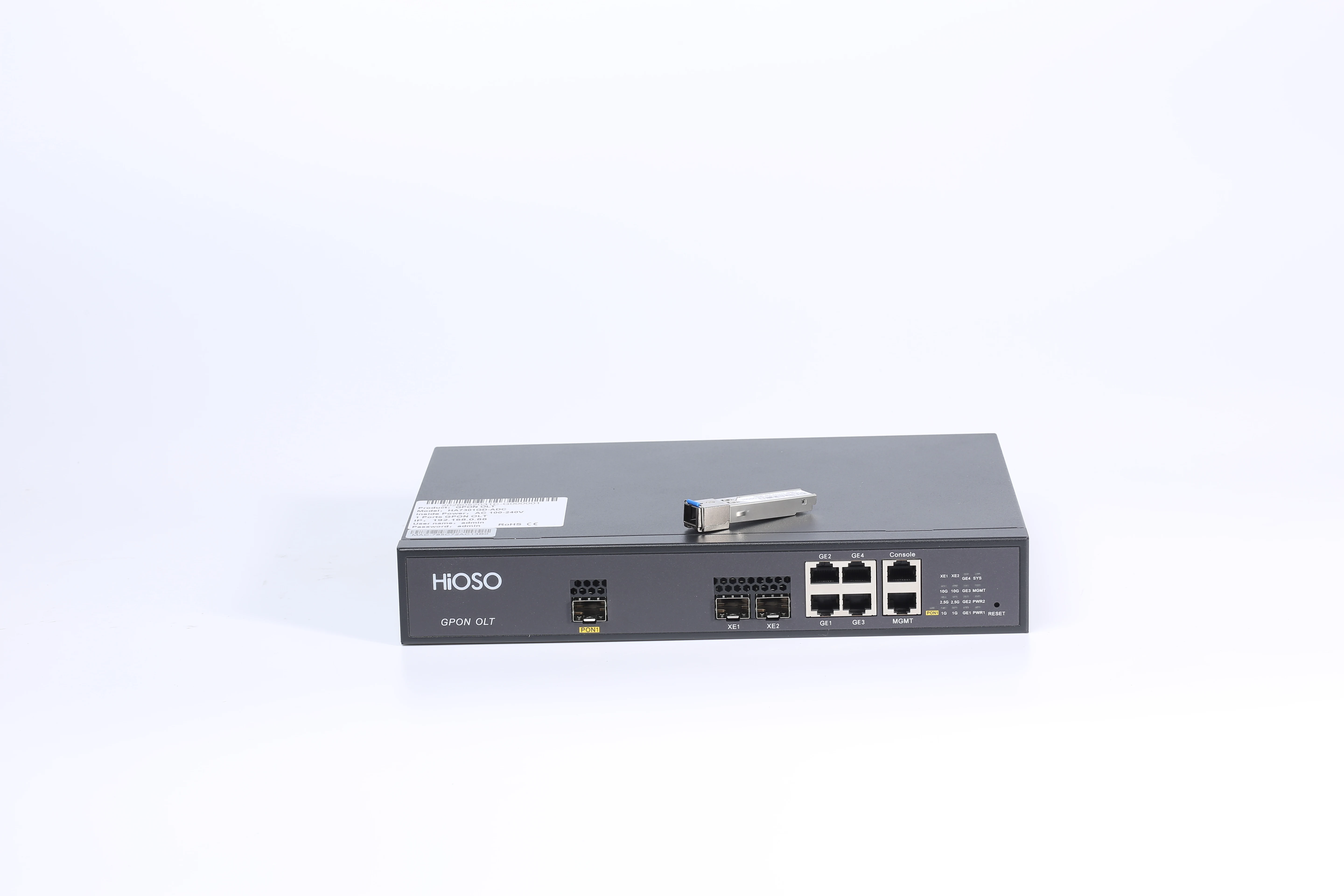 HiOSO Brand New Model 1PON Gpon Supports 1 GPON port and 128 ONUs  1AC+ 1DC Power Supply