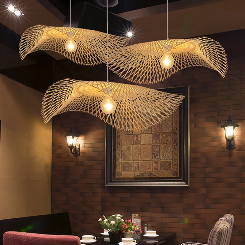 

ZK50 E27 Bamboo Chandelier Hanging Bamboo Art Lamp (This Product Is Simple To Weave, Please Think Twice Before Buying)