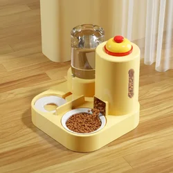 3 in 1 Water and Feeding Machine Cat Automatic Feeder Standing with A Button It Can Be Called A Cat Bowl and a Dog Feeding Basin