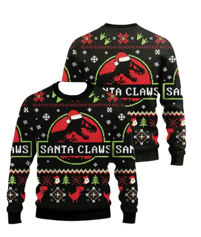 Jurassic Park Dinosaurussen Vrolijk Kerstfeest Kleding Geschenken Kerstman Truien Heren en Dames Hoodies 3D Herfst en Winter Feest