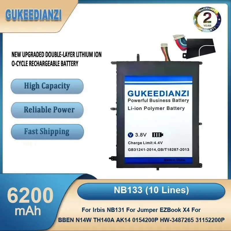 

NB133 (10 Lines) Laptop Battery For Irbis NB131 For Jumper EZBook X4 For BBEN N14W TH140A AK14 0154200P HW-3487265 31152200P