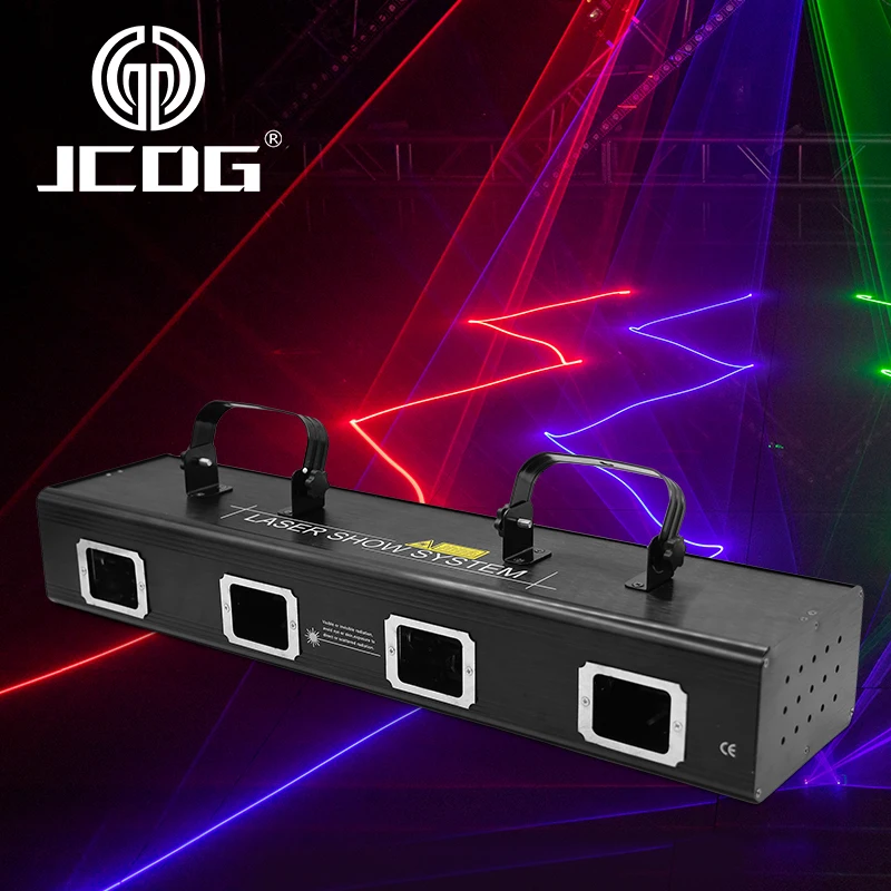 JCDG 4 Head 300W Laser Lights Full Color Laser 4 in 1 Lamp DMX512 RGB Stage Effect Laser Projector For Disco DJ Party Dance Bar