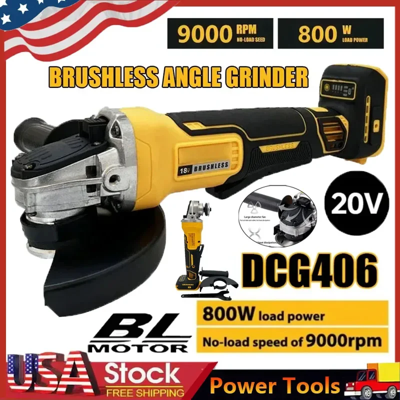 

Аккумуляторная угловая шлифмашина DeWalt DCG406 125 мм, бесщеточная, 9000 об/мин, 20В, перезаряжаемая, ударная полировальная и отрезная машина