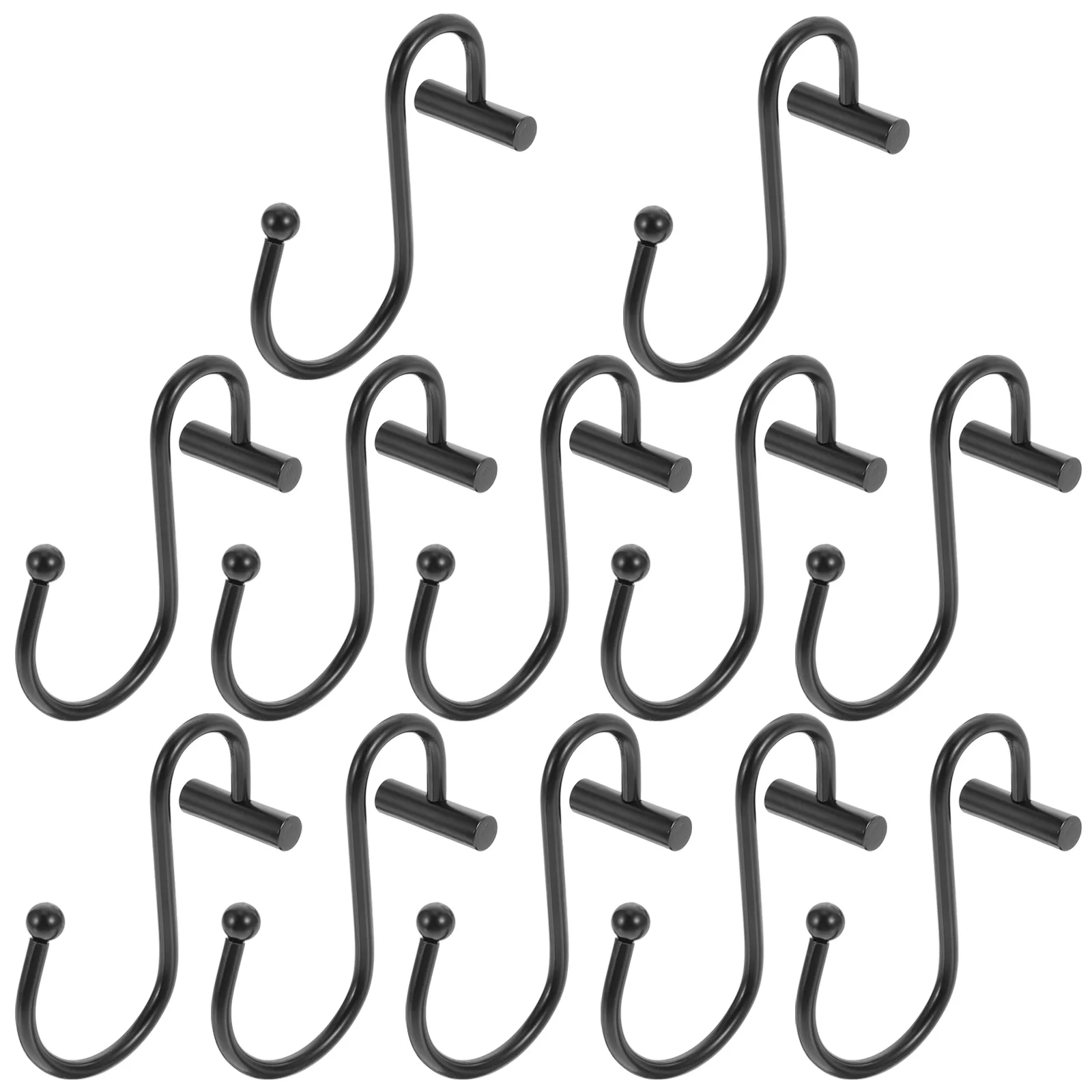 

12 Pcs Black Shower Curtain Hooks T bar Design Load bearing Easy Install Bathroom Accessories Iron Material Durability