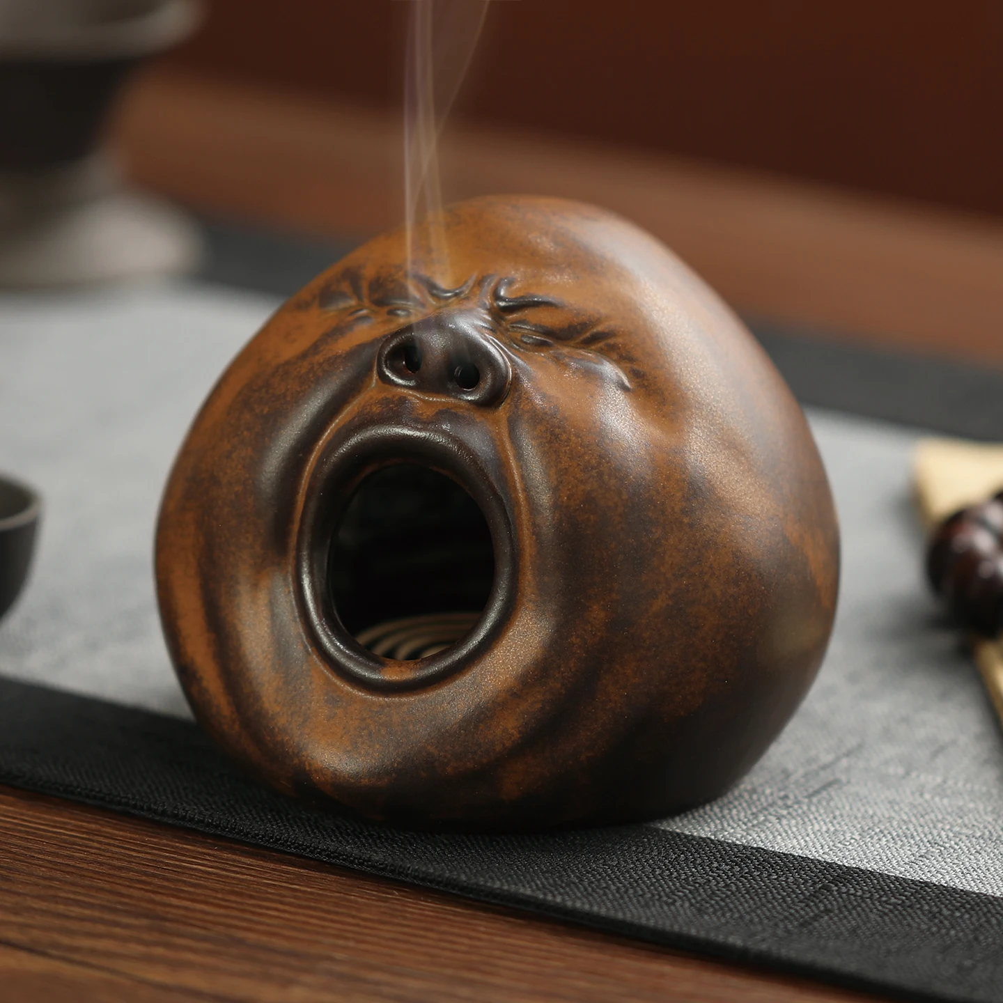 1pc Ceramic Yuyao Glazed Lotus Platform Incense Burner Indoor Home Tea Ceremony Aromatherapy Decorative Piece Suitable for F