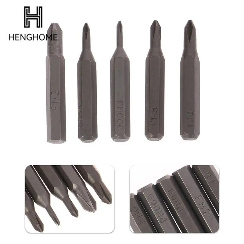 5Pcs H4×28mm Cross Screwdriver Bits PH0000 PH000 PH00 PH0 PH1 PH2 4mm Hex Shank Professional Screwdriver Set Repair Open Tools