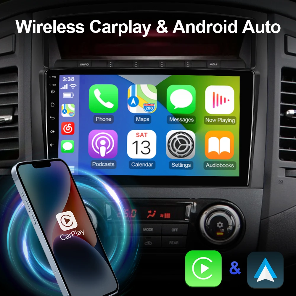 9 Inch Isudar Android 12  Car Radio For Mitsubishi Pajero 4 V80 V90 2006-2014 Carplay Auto Stereo No 4G WIFI Head Unit QLED 2din