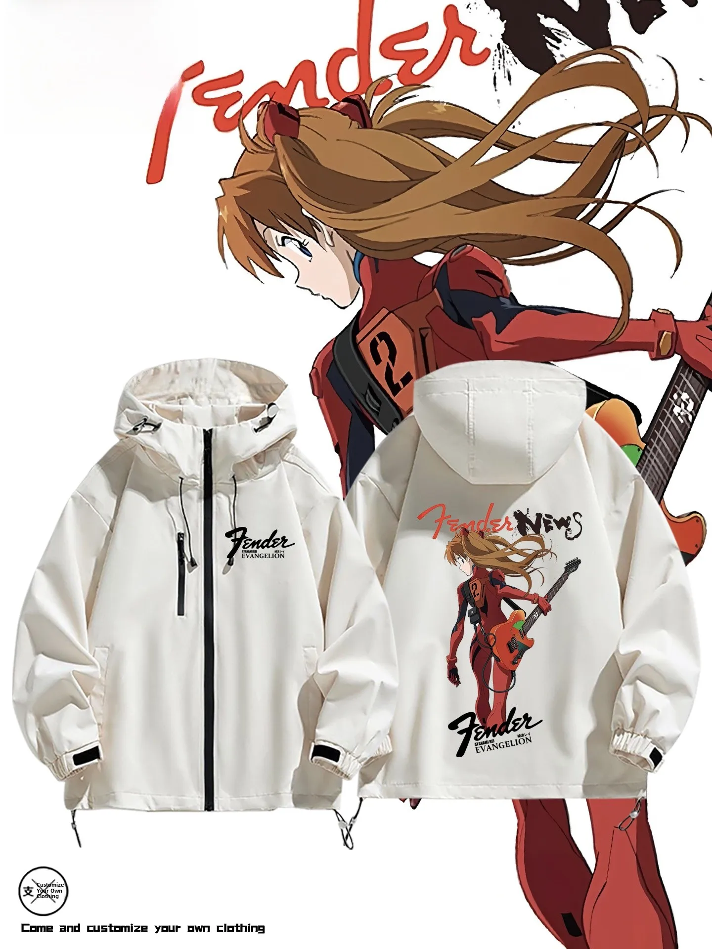 

Anime Cosplay Windproof Jaet Men's Autumn Winter Loose Fit Printed Polyester Casual Sle Hooded Zipper Closure Windbreaker