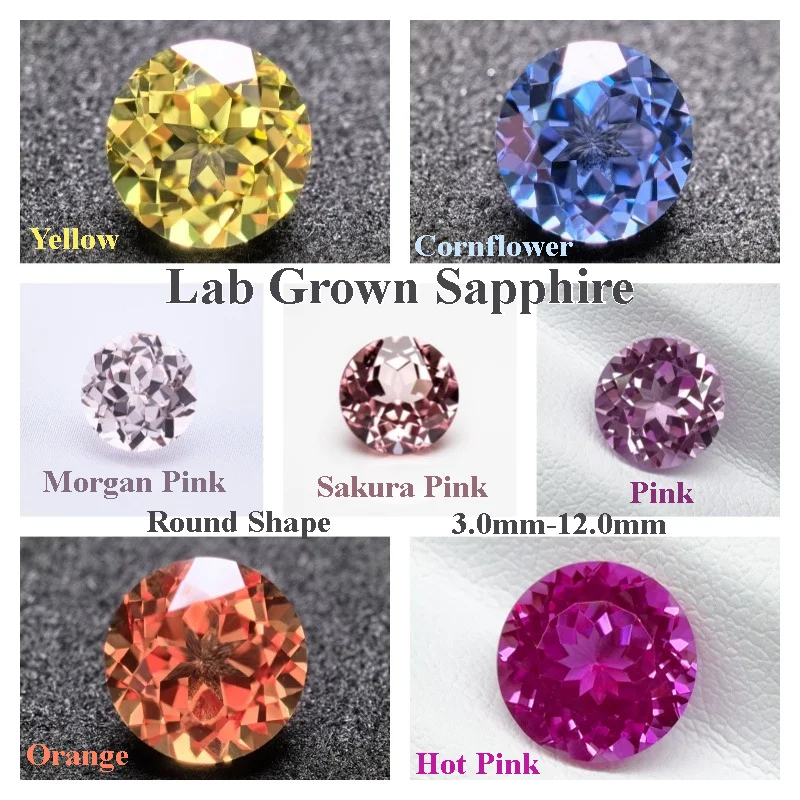 Lab Grown Sapphire Round Shape Multiple Color Charms Gemstone for DIY Jewelry Making Bracelet Materials Selectable Certificate