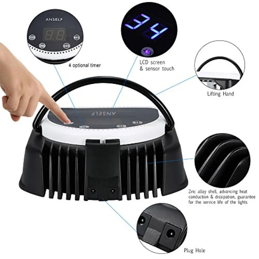 64W Pro LED Gel Nagel Droger Curing Lamp Nagellak Machine 110240V Met Lifting Handvat Touch Sensor LCD scherm