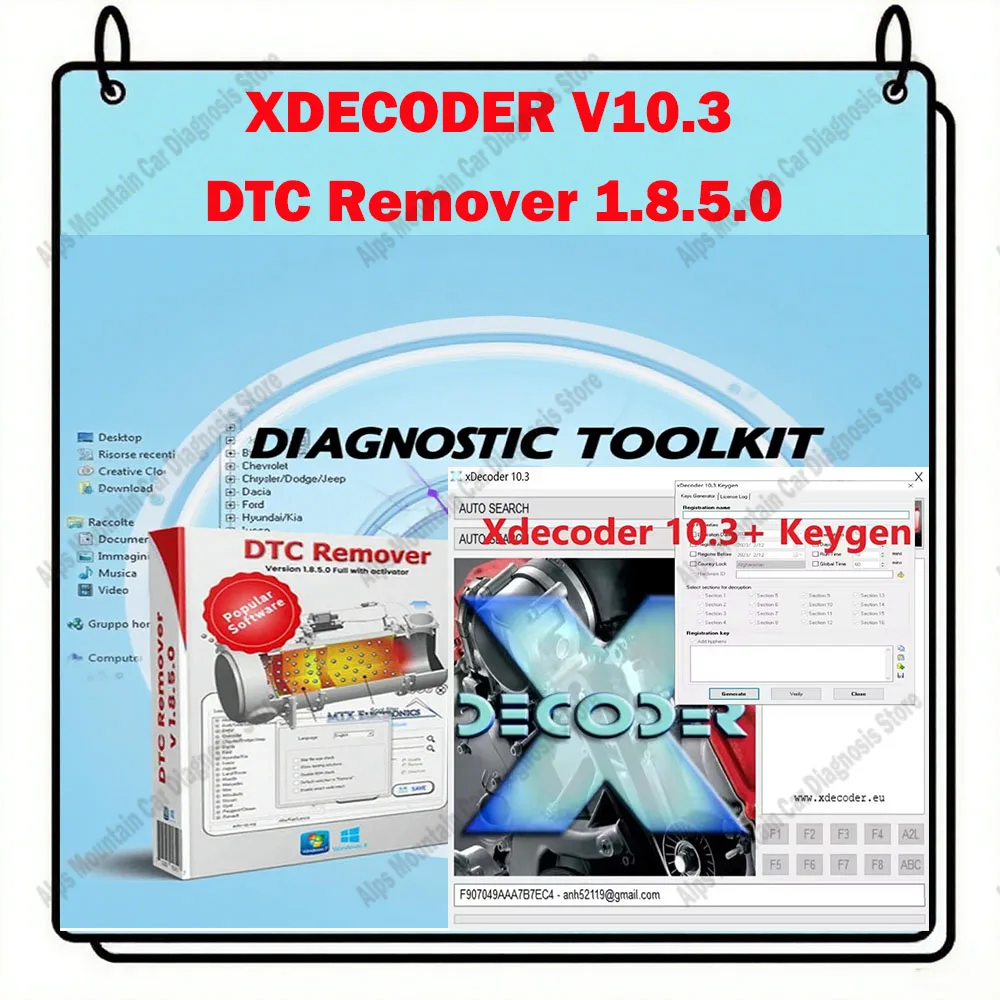 

XDecoder 10.3 Car Repair Software + DTC Remover 1.8.5.0 KESS KTAG FGTECH OBD2 Software MTX Keygen Full Unlimited for Windows 7