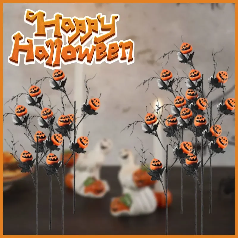 

10pcs Halloween Artificial Pumpkin Stemmed Bouquet Party Pumpkin Home Party Ornaments Decors Pumpkin Cuttings Table Decorations