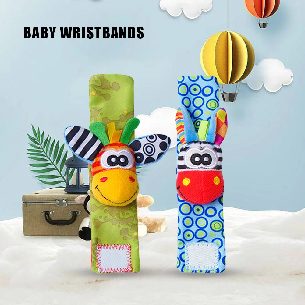 

Cute Wrist Strap Rattles Socks Colorful Hand&Foot Rattles Adjustable Brain-Development for 0-12 Months Baby