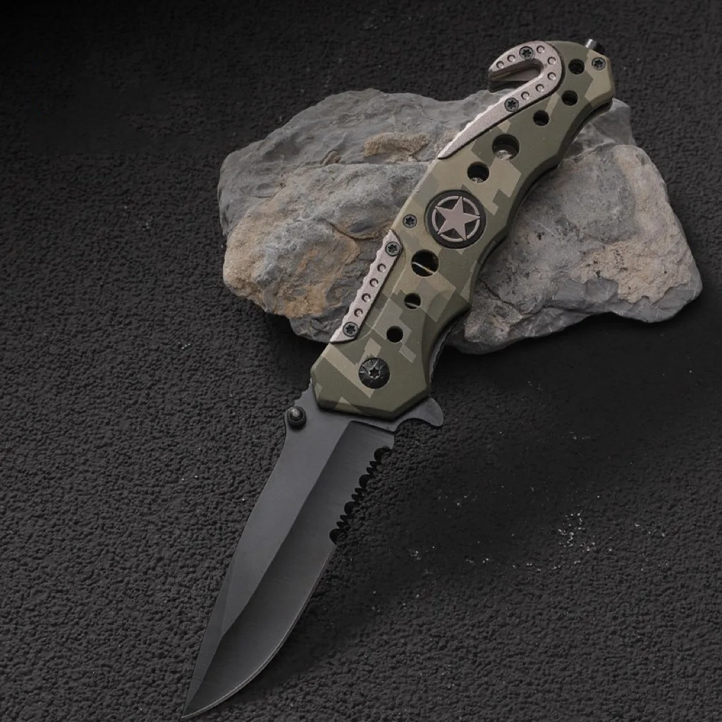 

Hot Sale Stainless Steel Folding Blade Knife Aluminum Handle Outdoor Pocket Self Defense Survival Camping Knives EDC Tools