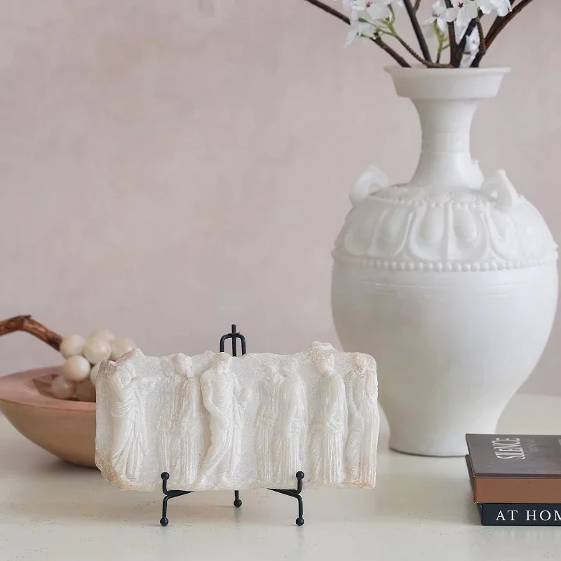 Middle ancient Roman imitation jade relief ornament Nordic niche bookcase entrance desktop wall decoration painting