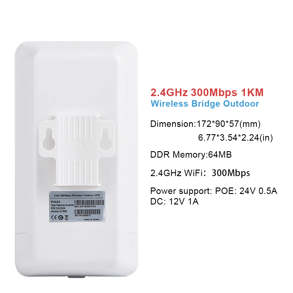 EDUP Wireless Bridge Router Outdoor 2.4GHz Long Range 2PCS/1PC 1KM LED Display WiFi Signal Repeater Network Bridge POE Clearence