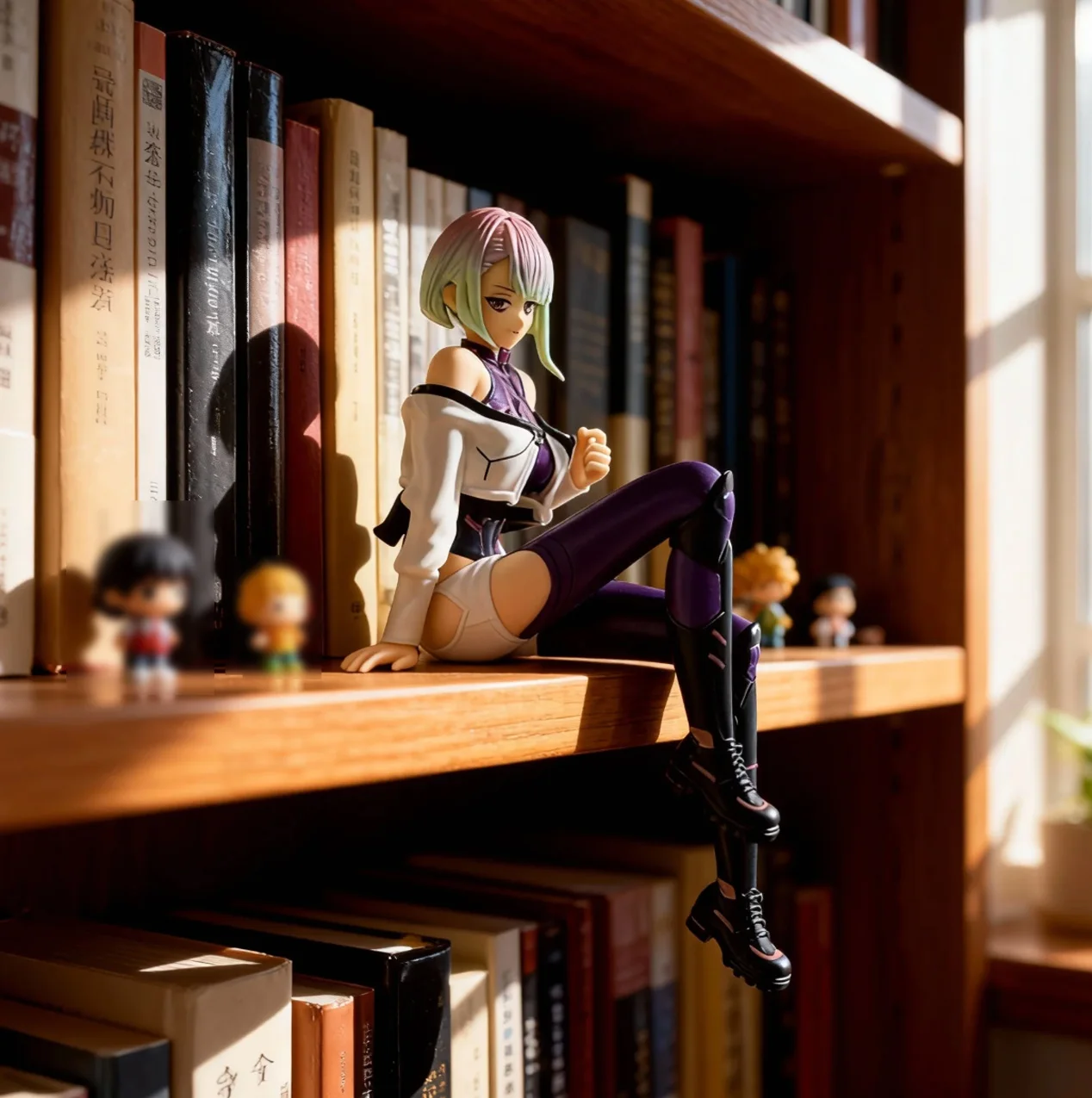 Estatuetas de anime Edgerunners - Poses sentados Lucy estilo Cyberpunk |   Brinquedos modelo de mesa Street Samurai, coleção de fãs