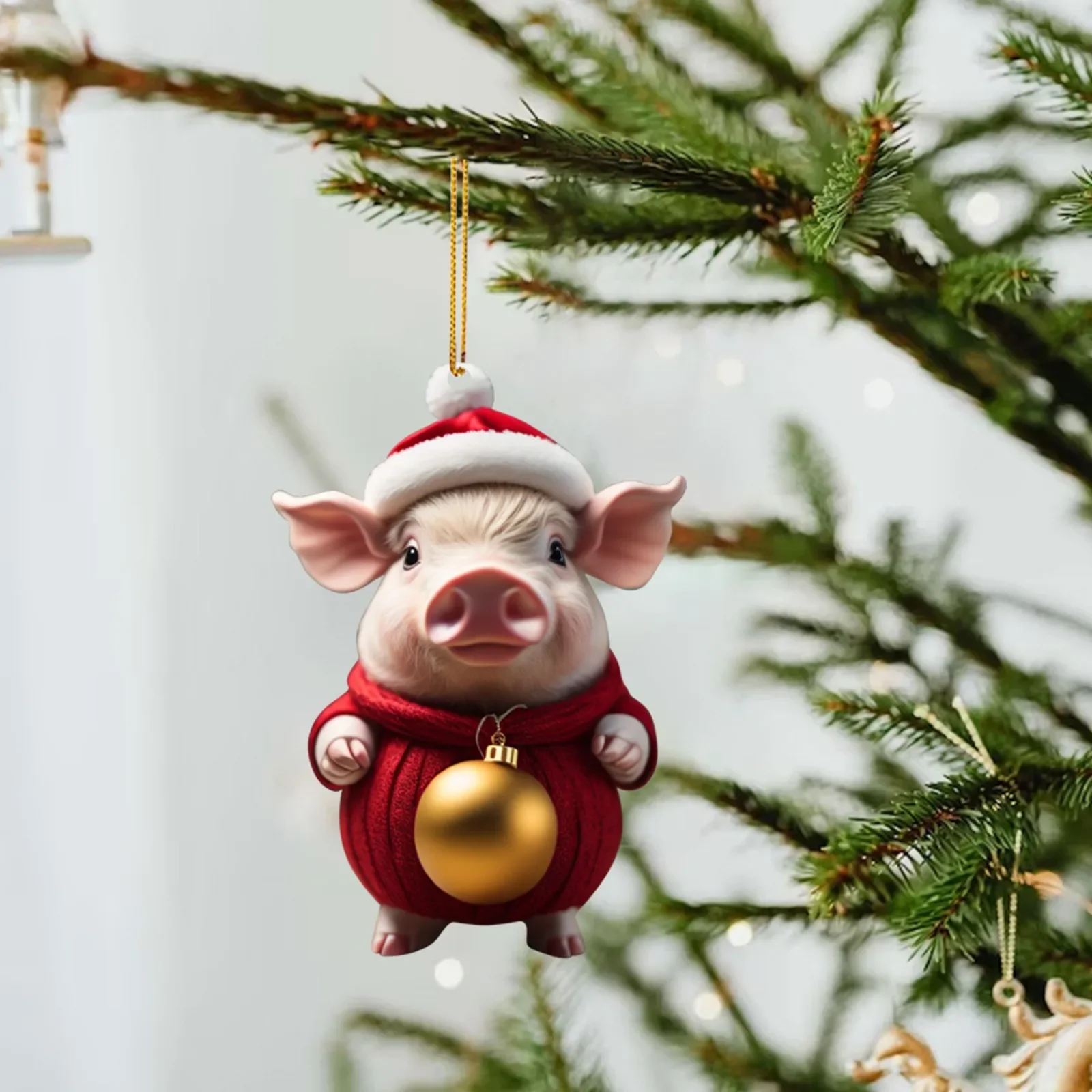 Garden Decorations Christmas 2d Acrylic Cartoon Fun Christmas Ornaments Pig Christmas Tree Ornaments Acrylic Cosas De Navidad