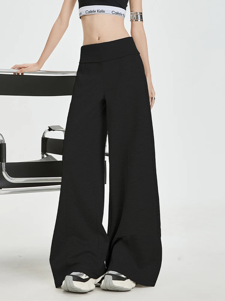Wijde pijpen broek dames twee in één uitlopende taille ontwerp veelzijdige hot girl mode broek slim fit losse casual broek herfst