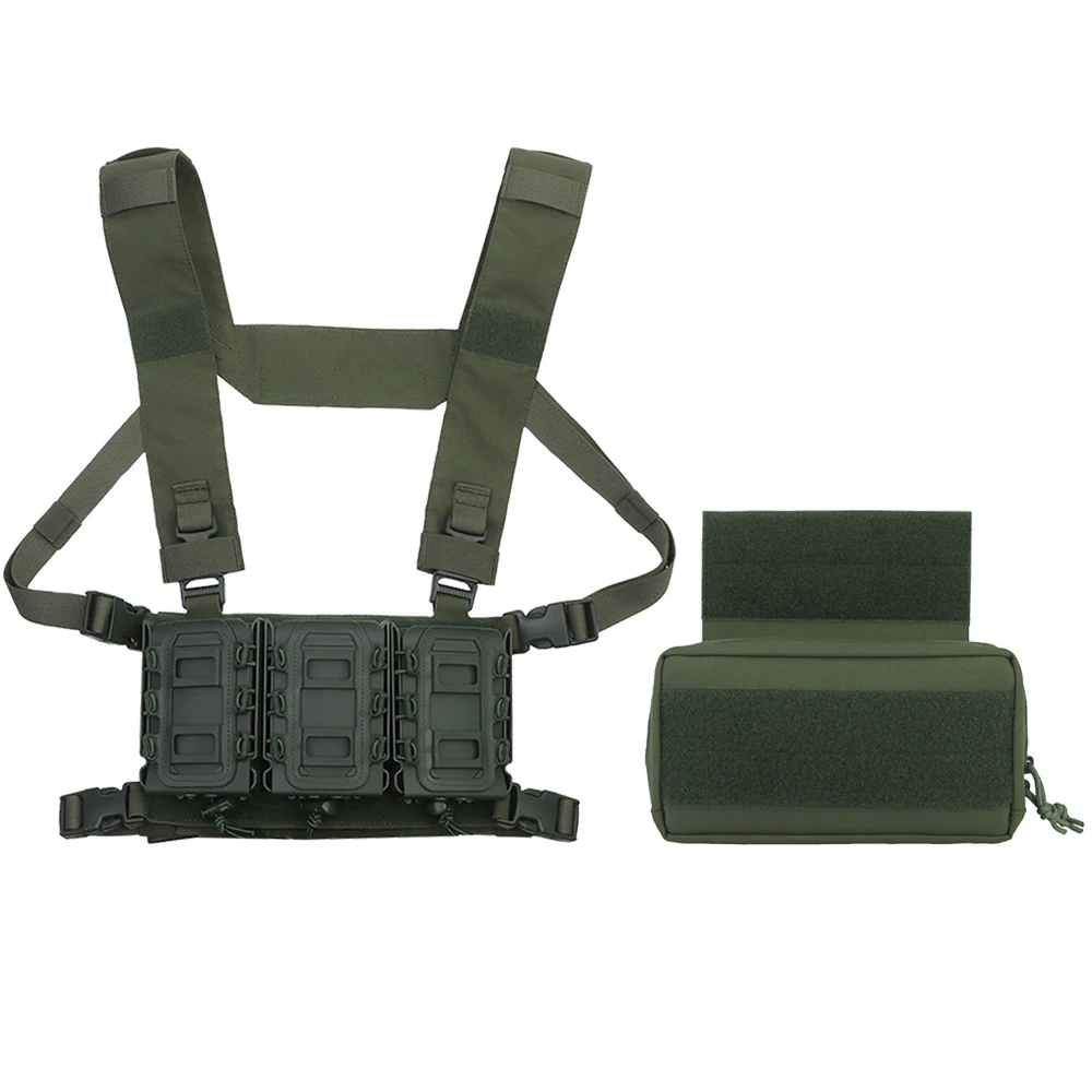 Tactical Laser Cut Chest Rig with 5.56/7.62 Triple Magazine Pouch Holder,Multifunctional Hanging Drop Pouch,Build-in Candy bag