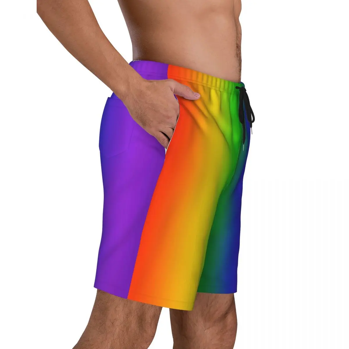 Man Board Shorts Rainbow Ombre Vintage Swimming Trunks Gradient Quick Dry Sports Fitness Hot Sale Plus Size Beach Short Pants