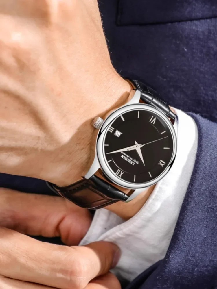 남성용 쿼츠 시계, 사파이어 글래스, 비즈니스 패션 원피스, 리얼 304L 스틸 벨트, 39.5mm