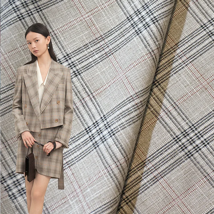 

Spring Summer Thin Suit Jacket Dress Fashion Fabric Hanfu Half Skirt Plaid Pattern Fabric Korean Japanese Style Clothing Mate...