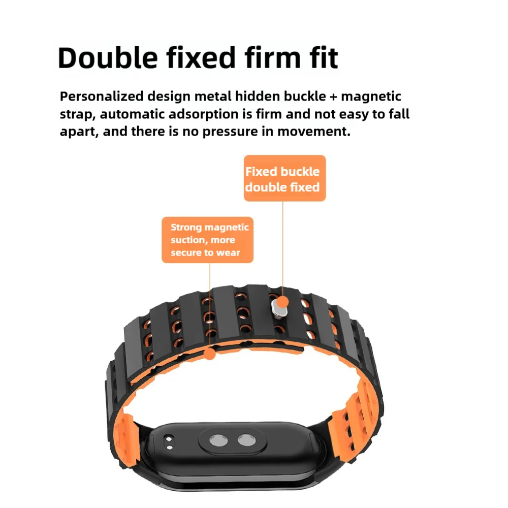 Magnetic Strap For Xiaomi Mi Band 8 Quick Release Sweatproof Silicone Sport Smartwatch Band with Breathable Air Hole Men Women