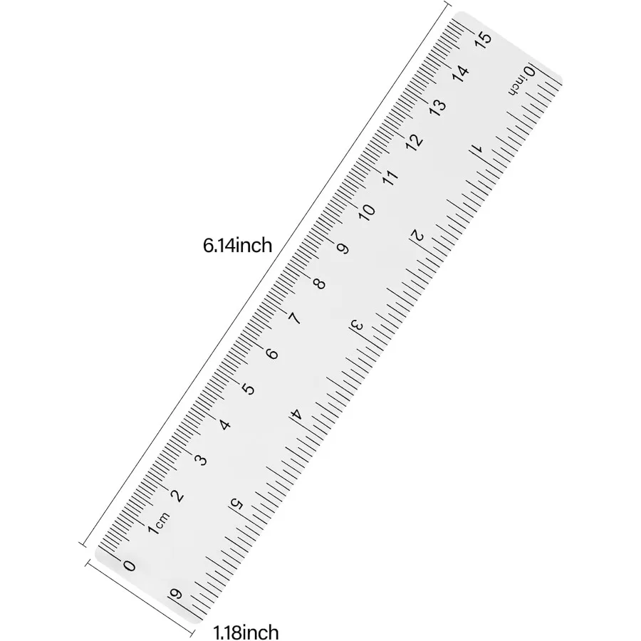 مسطرة مستقيمة من البلاستيك الشفاف مقاس 6 بوصات مقاومة للكسر مع بوصات وسنتيمتر للمدرسة والفصول الدراسية والمنزل أو المكتب قطعتان