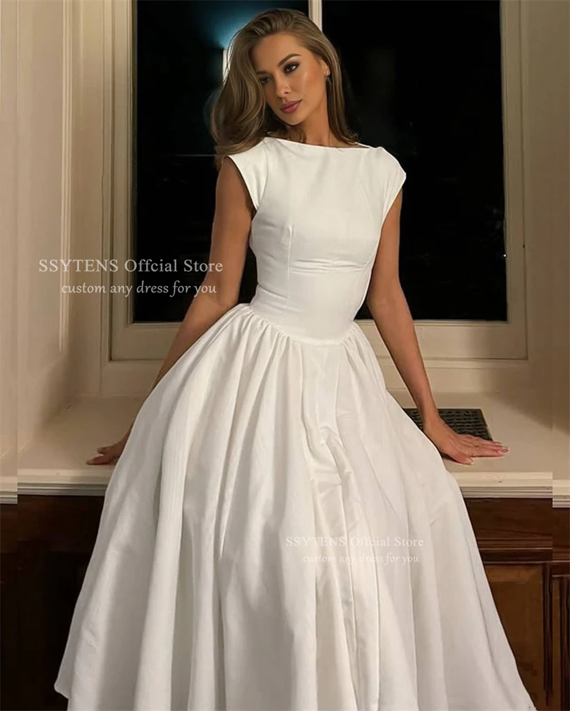 فساتين حفلات الزفاف الأنيقة باللون العاجي من SSYTENS فساتين سهرة بسيطة للحفلات مفتوحة الظهر للمناسبات الخاصة حسب الطلب 2026