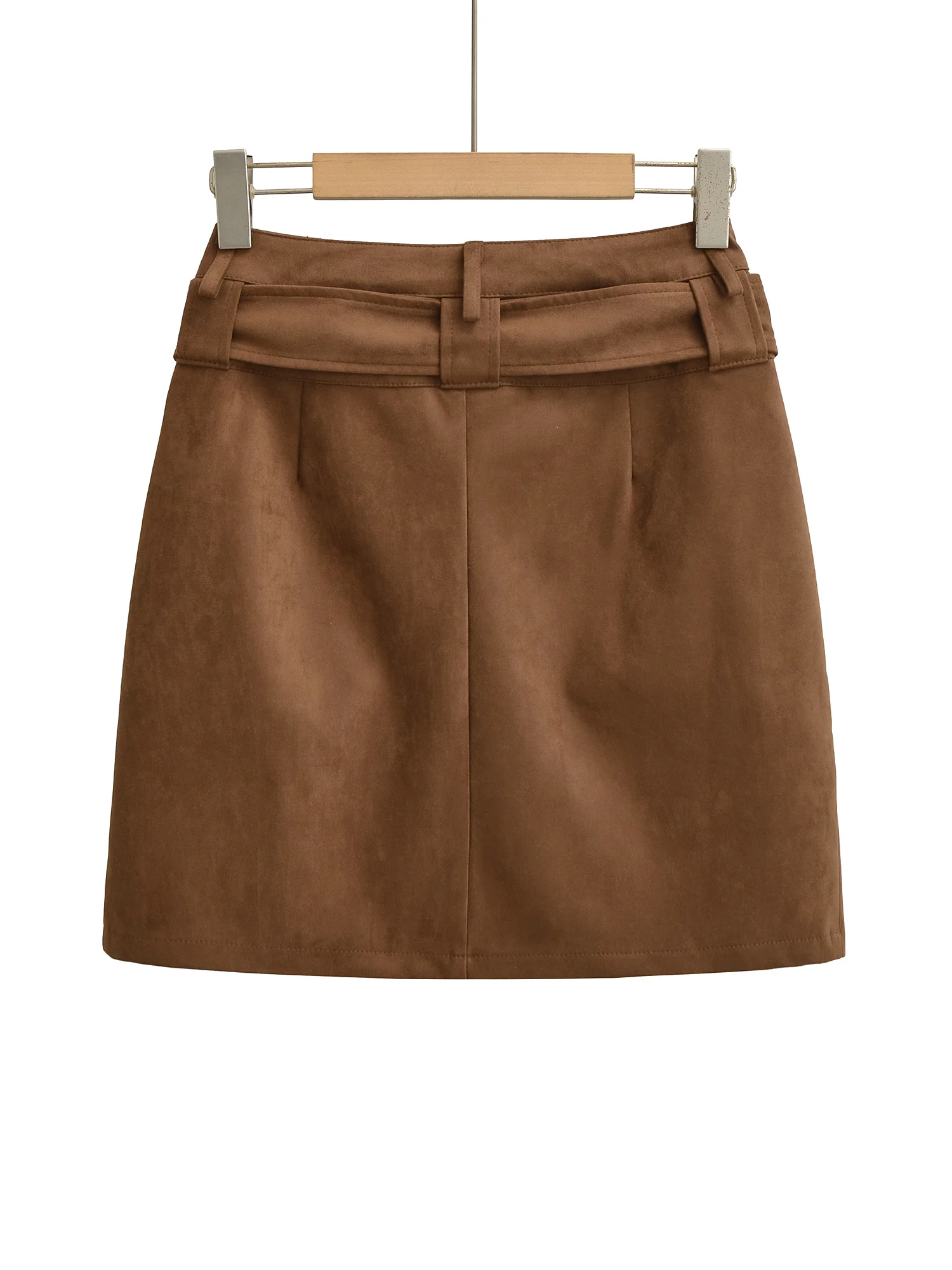 تنورة American Retro Thiened من جلد الغزال f مع حزام تنورة نسائية عالية الخصر للتخسيس وتنورة من قماش البوليستر المنفصل على شكل حرف a #2