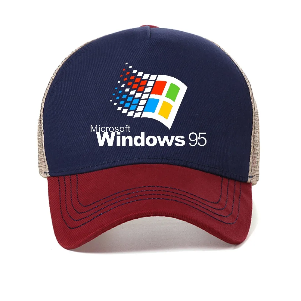 Windows 95 Graphic mesh baseball cap Funny  Computer System caps Vintage 90s 80s Programmer Joke Meme Man sun hat Snapback hats