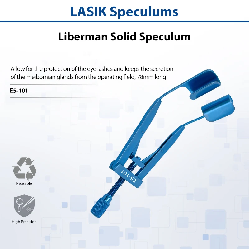 Liberman Solid Speculum 15mm Solid Blades Adjustable Eye Speculum Ophthalmology Reusable Surgical Instrument Stainless Steel