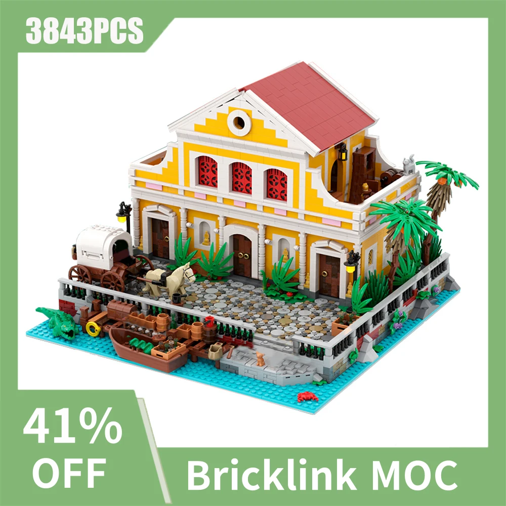 3843 pçs medieval pirata série mundial moc modularidade havana casa modelo de construção diy idéias criativas childtoy presente blocos de construção