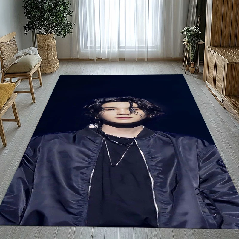 Tapete Antiderrapante SUGA Agust D Kpop B-BTS para Sala de Estar, Carpete Macio para Quarto, Sala de Brincadeiras, Sofá, Decoração de Casa, Presente