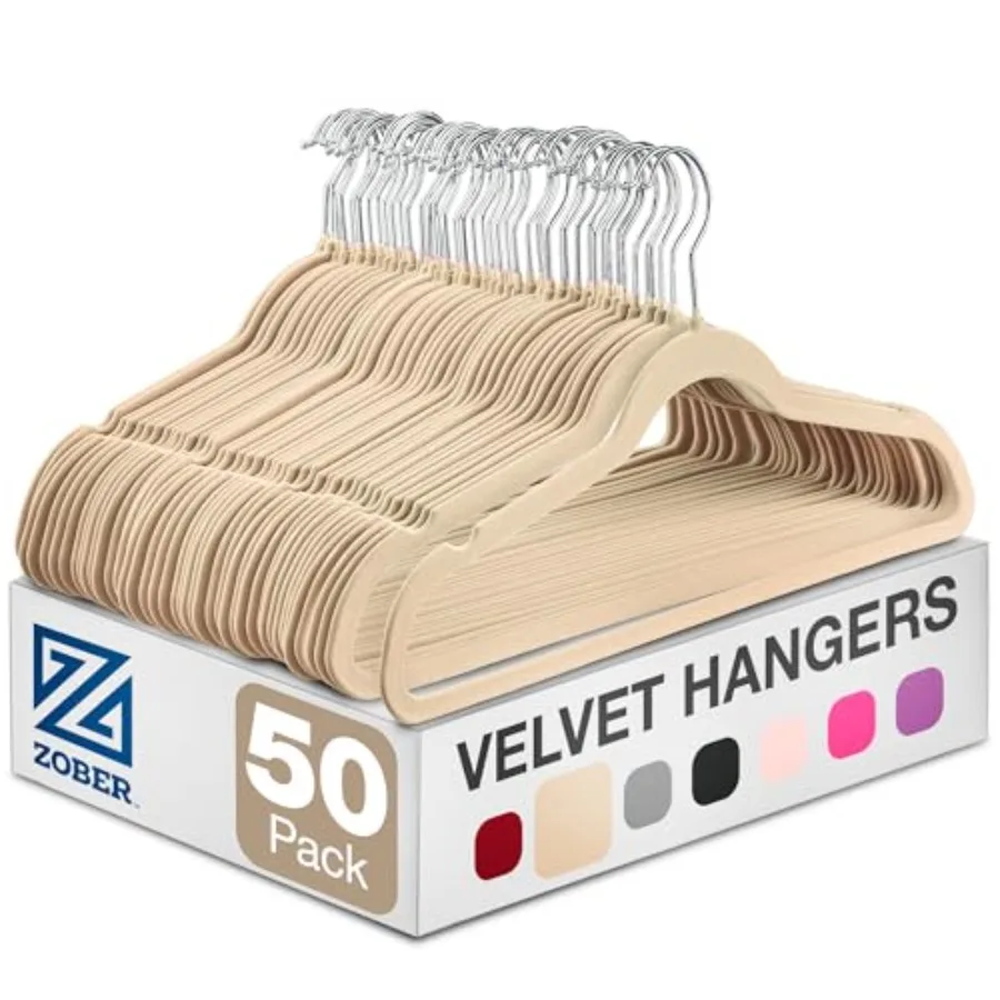 

Velvet Hangers - for Coats, Pants and Dress Clothes - Non Slip w/ 360 Degree Swivel, Holds up to 10 lbs - Strong Felt Hangers f