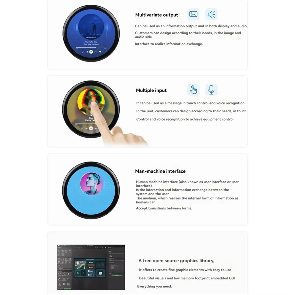 AC1018★♠◐- Round 1.46-Inch Colour Capacitive Touch Display Development Wireless WIFI Bluetooth 412x412 Without Cover