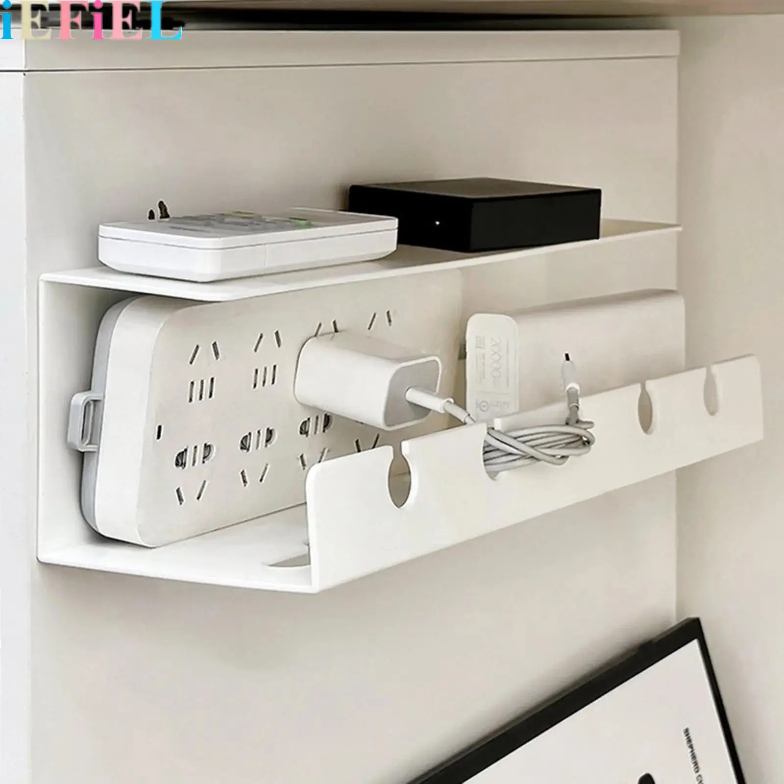 

40cm Self-adhesive Under-desk Holder Cable Organizer Power Strip Holder Cable Management Tray for Home Office