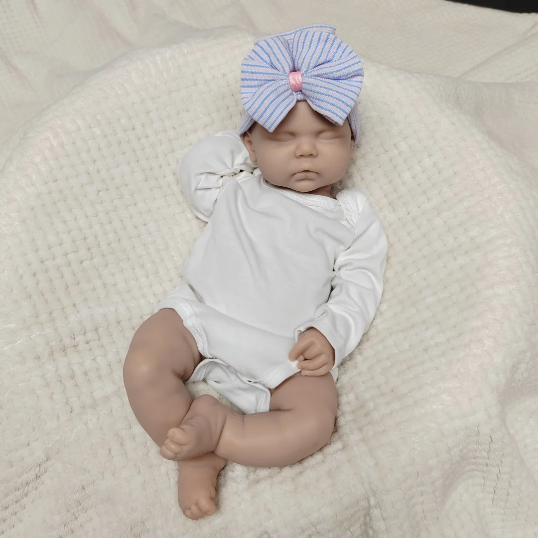 20 Inches Cuddly Close Eyes bebê reborn de silicone sólido Girl Doll With Open Mouth Painted & Unpainted Skin Soft Newborn Doll - view 5