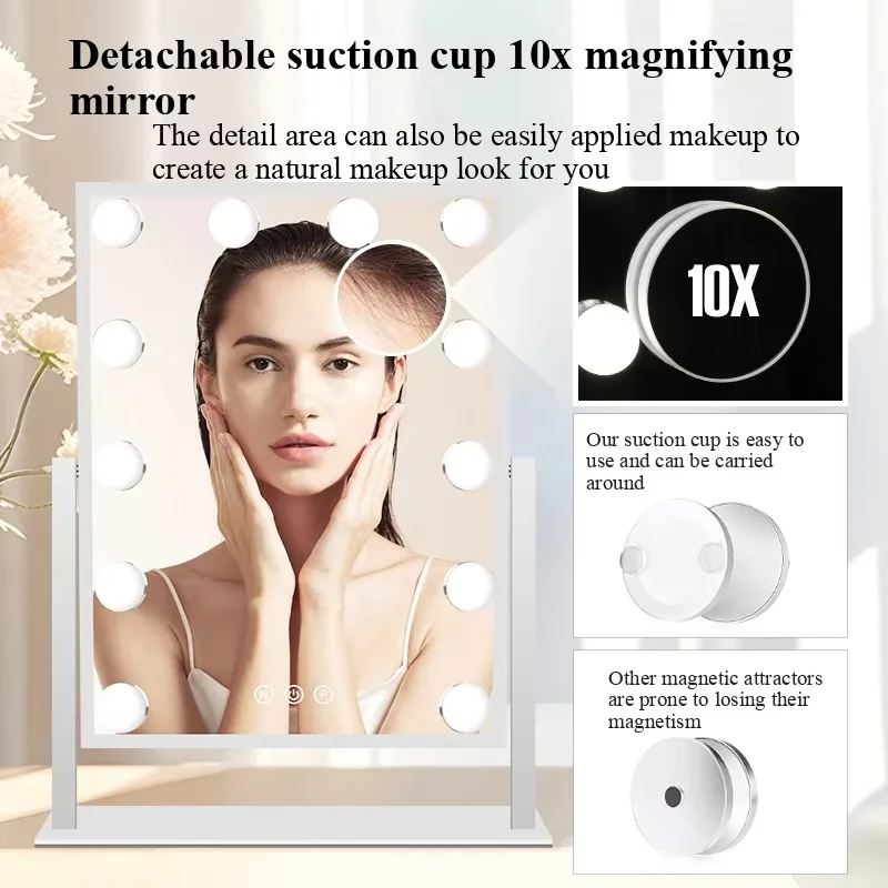 Miroir à ampoule LED, miroir Portable en métal, miroir de Dressing intelligent, miroir cosmétique de beauté