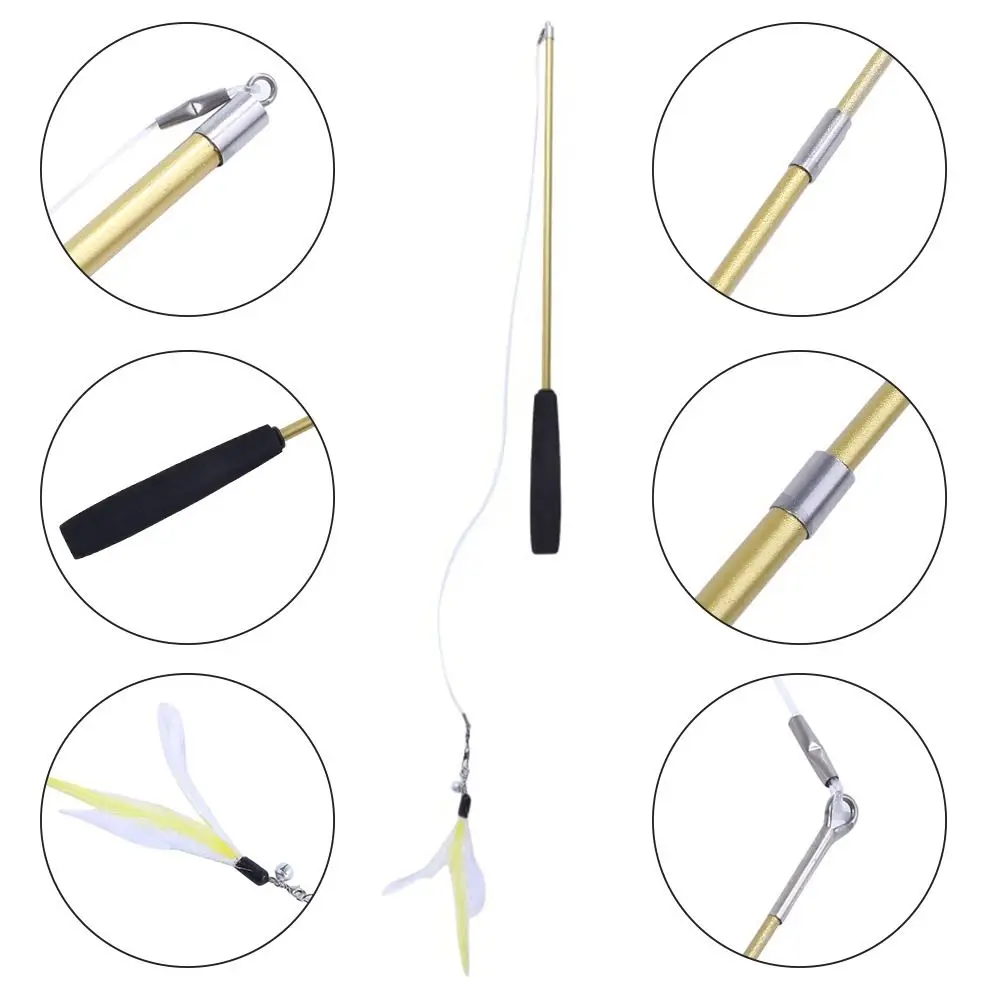 Durable 3-section Cat Teaser Wands Interactive Funny Telescopic Fishing Pole Catcher Teaser Rod Cat Accesorios