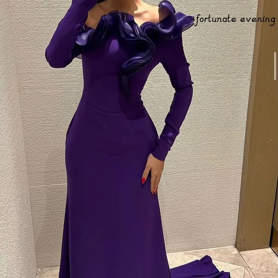 Fortunate Evening Elegant Vintage Sweet Sexy Purple Mermaid Boat Neck Formal Occasion Prom Dress Evening Party Gowns