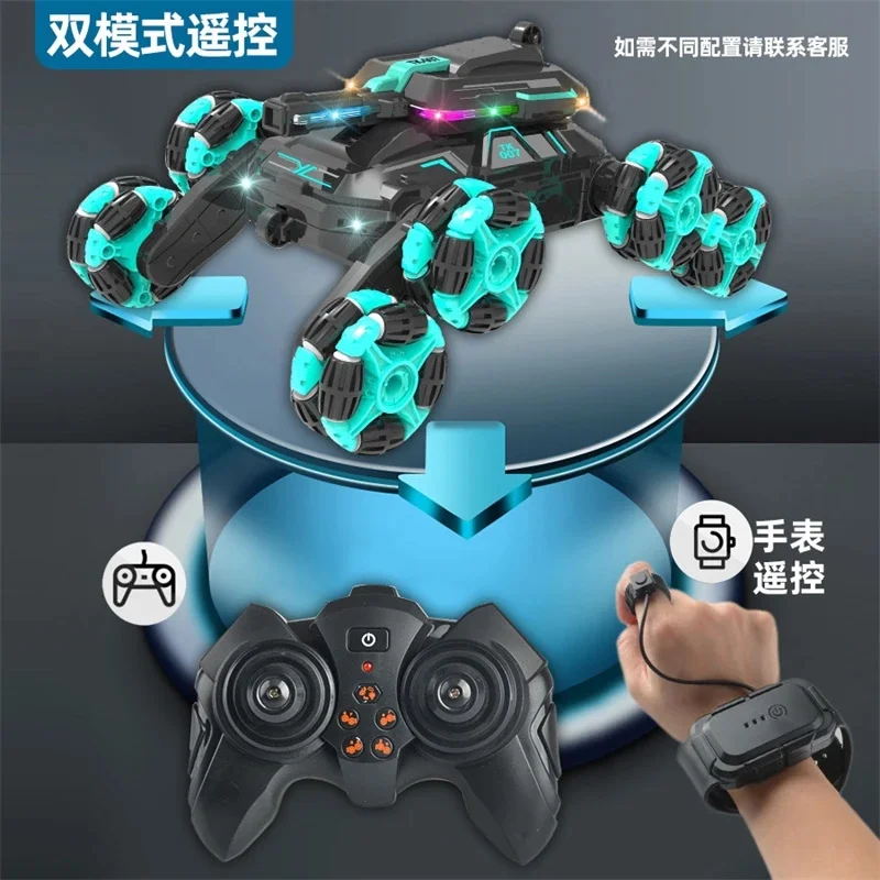 Coche acrobático RC de 2,4G y 8 ruedas, Robot de deriva giratorio transformable, tanque de juguete, luz LED para niños y niñas, regalos para jugar al aire libre