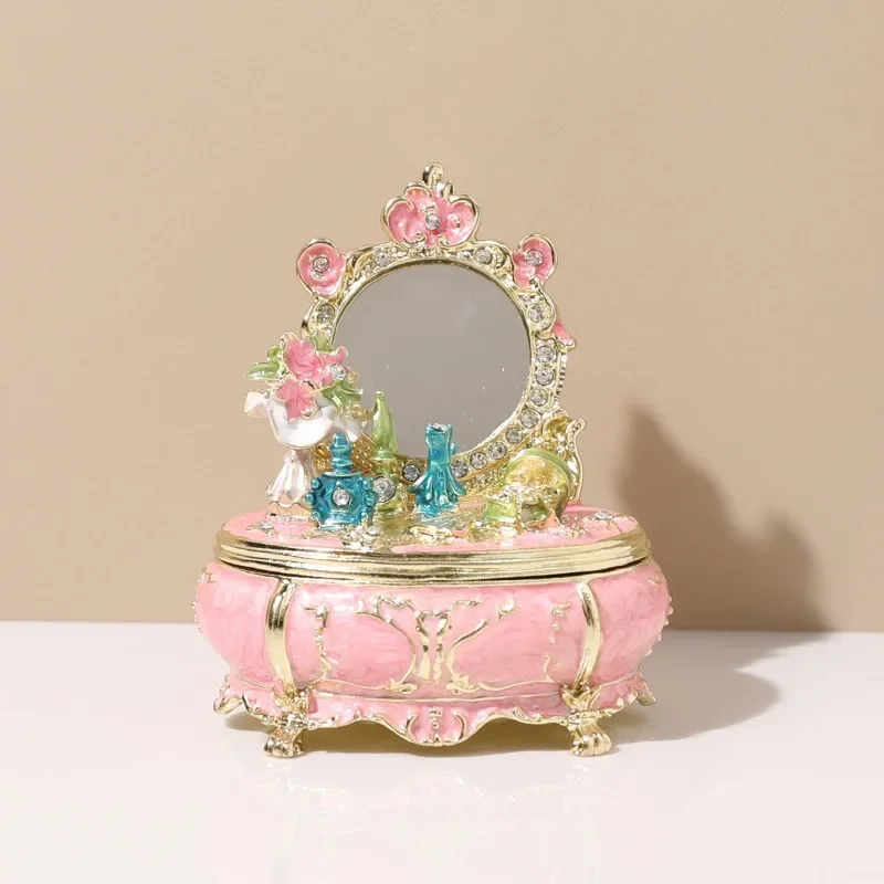 Enamel Crafts Princess Dresser Jewelry Box with Small Lenses Jewelry Storage Box Birthday Gift
