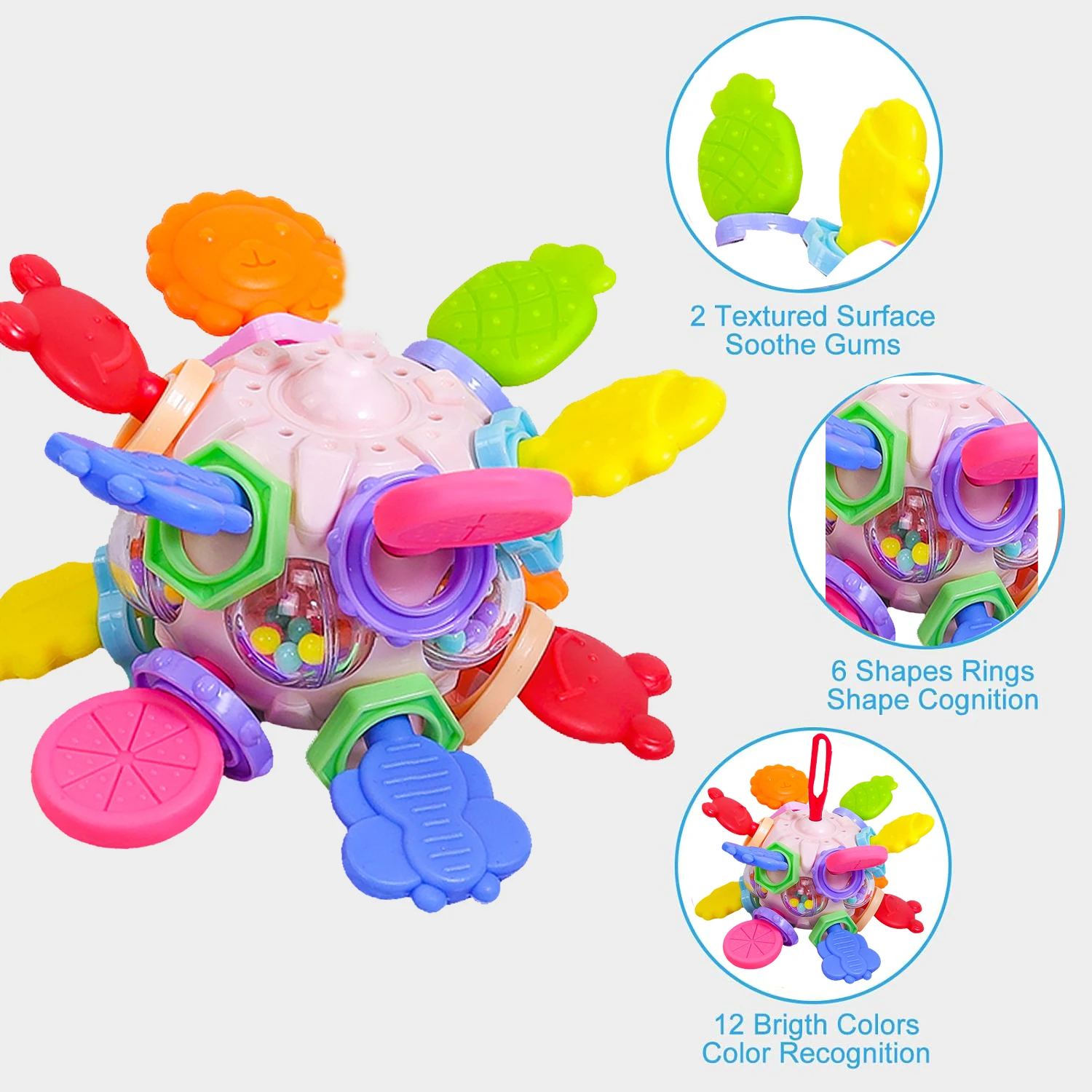 Juguete para bebé Manhattan bola redonda de silicona suave Bola de agarre de mano sonajero Infantil mordedores masticables juguetes para bebés de 0 a 12 meses