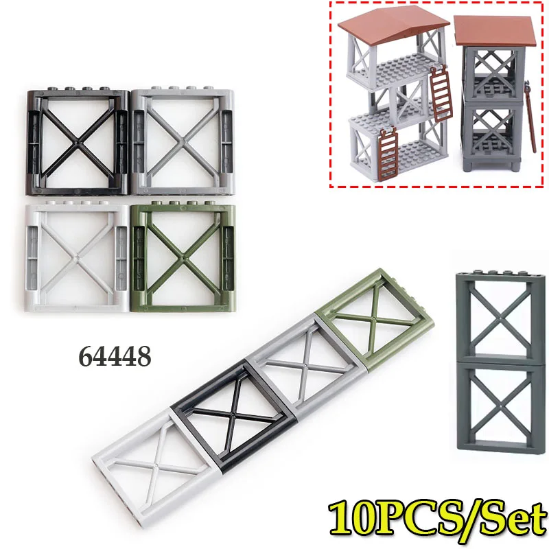 

10Pcs 64448 MOC Building Block Parts 1x6x5 Stud Frame Military Architecture DIY Assembly Wall Educational Toy Bricks Accessories